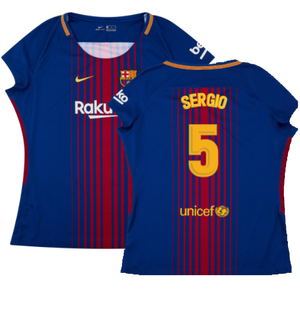 Barcelona 2017-18 Home Shirt (Womens) (M) (Mint) (Sergio 5)_0