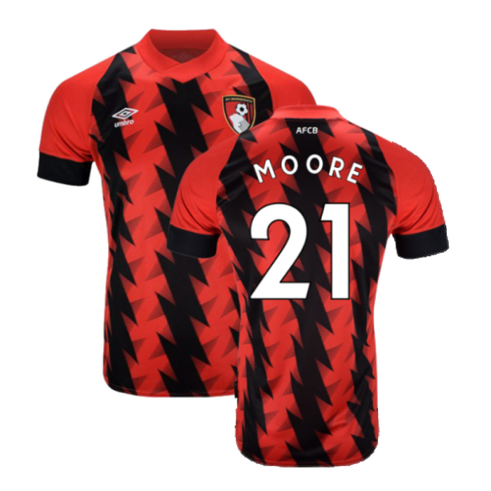 Bournemouth 2022-23 Home Shirt (Sponsorless) (L) (MOORE 21) (Mint)