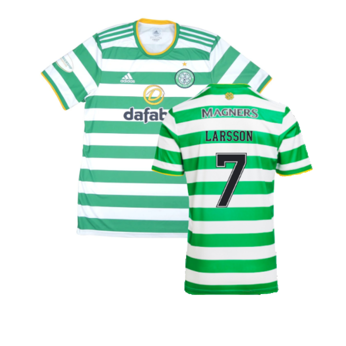 Celtic 2020-21 Home Shirt (L) (Mint) (LARSSON 7)