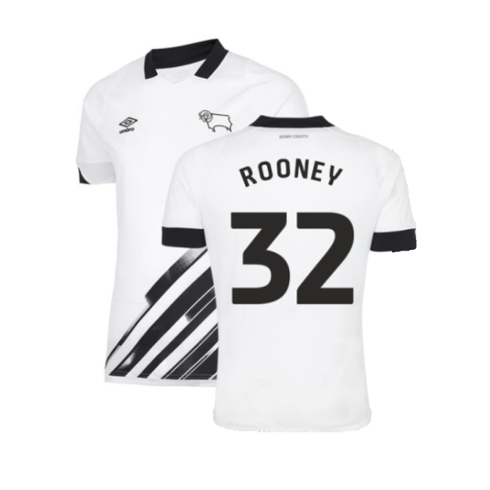 Derby County 2022-23 Home Shirt (Sponsorless) (S) (Rooney 32) (Mint)