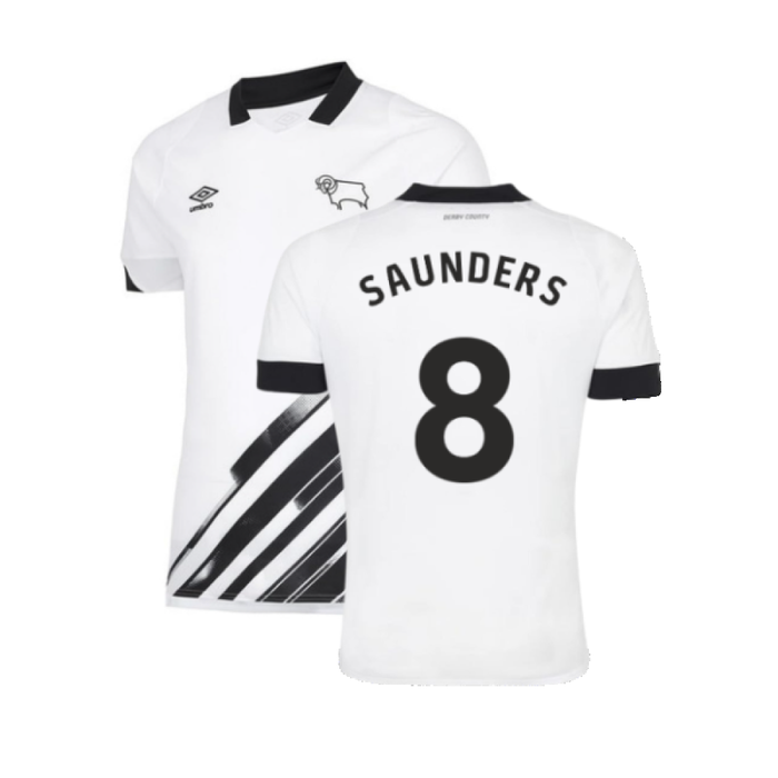 Derby County 2022-23 Home Shirt (Sponsorless) (S) (Saunders 8) (Mint)