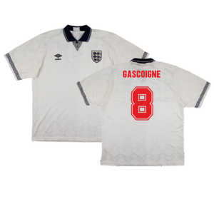 England 1990-92 Home Shirt (XL) (Excellent) (Gascoigne 8)_0