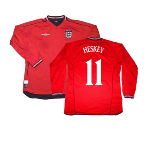 England 2002-04 Away L/S Shirt (L) (Good) (Heskey 11)_0