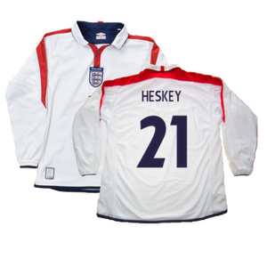 England 2003-05 Long Sleeved Home Shirt (L) (Excellent) (Heskey 21)_0