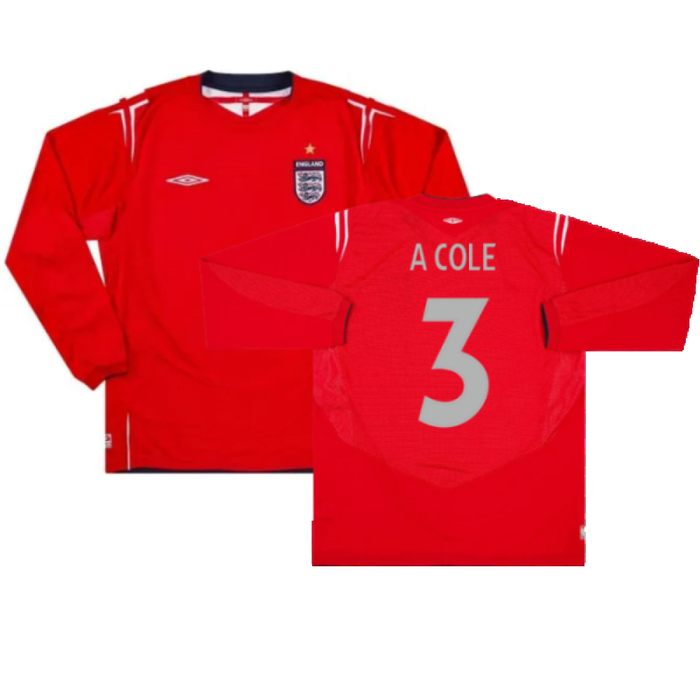 England 2004-06 Away Long Sleeve Shirt (Very Good) (A Cole 3)