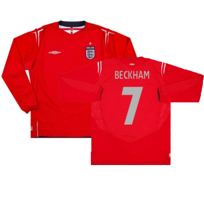 England 2004-06 Long Sleeve Away Shirt (Excellent) (Beckham 7)