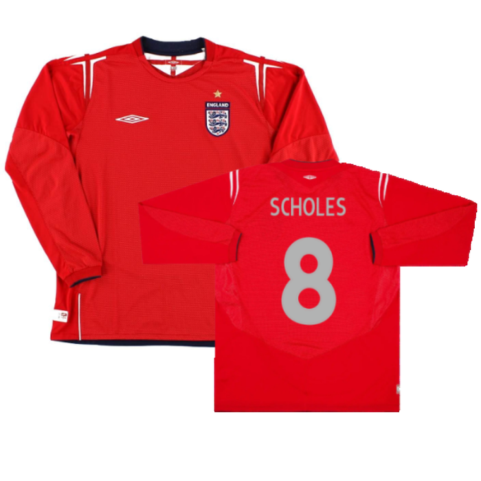 England 2004-2006 Away L/S Shirt (M) (Excellent) (Scholes 8)