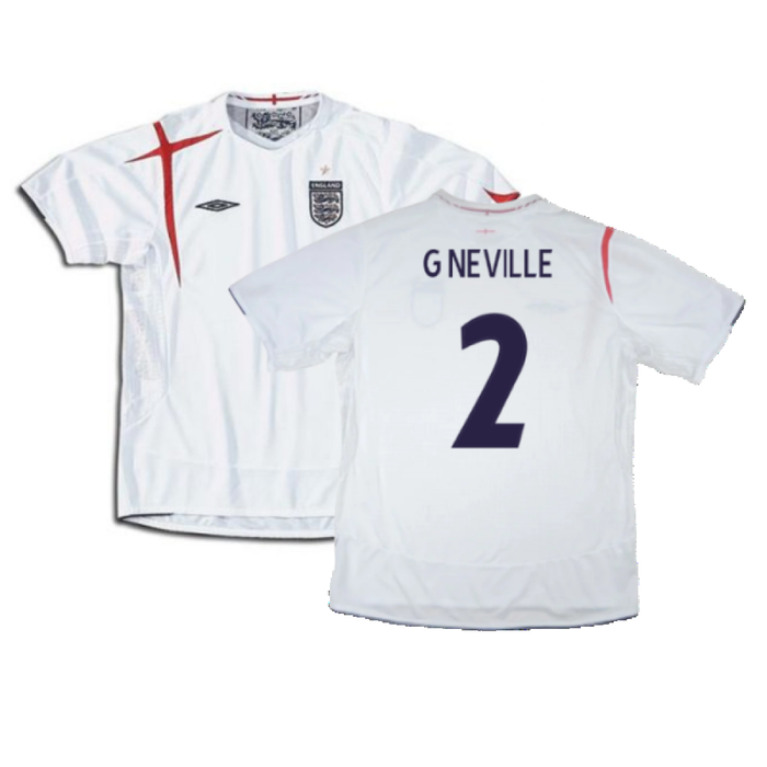 England 2005-2007 Home Shirt (Excellent) (XXL) (Excellent) (G NEVILLE 2)