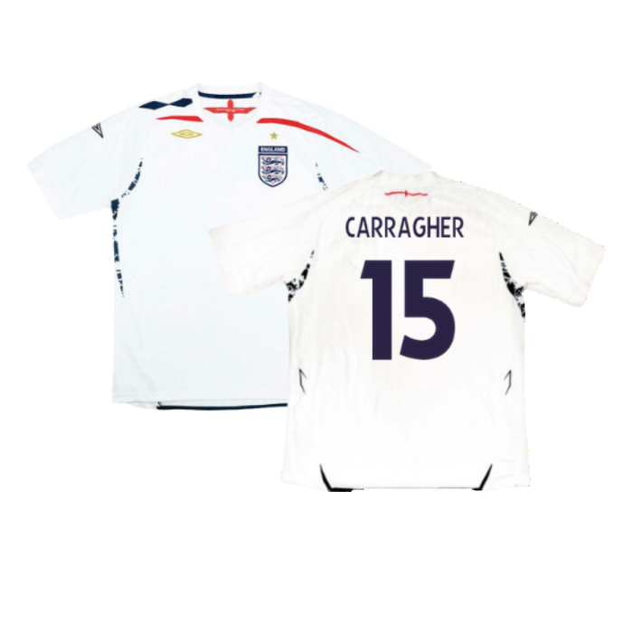 England 2007-09 Home Shirt (L) (Very Good) (CARRAGHER 15)