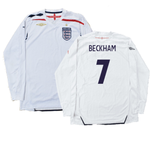 England 2007-09 Home Long Sleeved Shirt (L) (Mint) (BECKHAM 7)_0