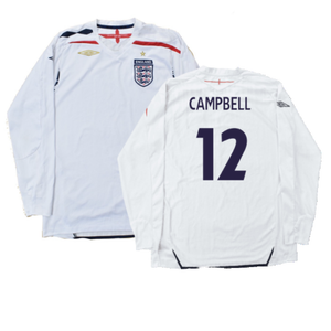 England 2007-09 Long Sleeve Home Shirt (XXL) (Very Good) (CAMPBELL 12)_0