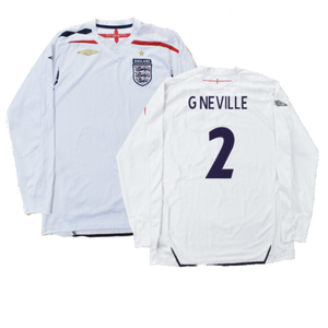 England 2007-09 Home Long Sleeved Shirt (L) (Mint) (G NEVILLE 2)_0
