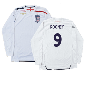 England 2007-09 Home Long Sleeved Shirt (L) (Mint) (ROONEY 9)_0