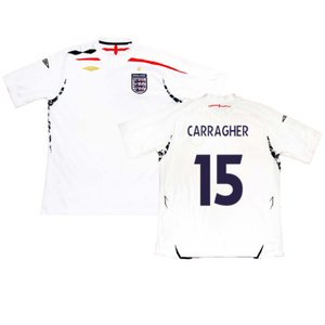 England 2007-2009 Home Shirt (XL) (CARRAGHER 15) (Fair)_0