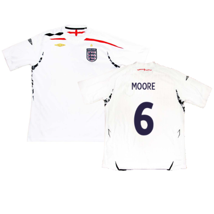 England 2007-2009 Home Shirt (XXL) (MOORE 6) (Fair)