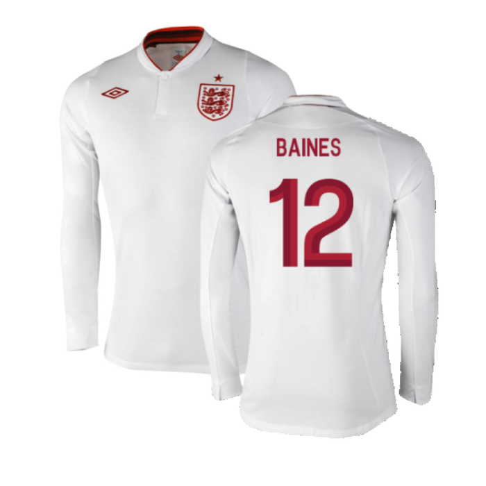 England 2012-13 Long Sleeve Home Shirt (L) (Fair) (Baines 12)