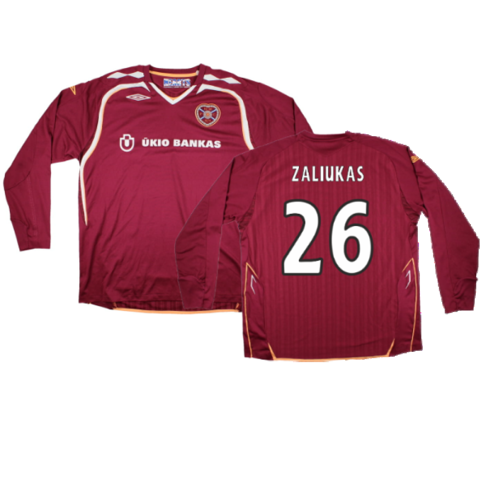 Hearts 2007-08 Long Sleeve Home Shirt (XXL) (Excellent) (Zaliukas 26)_0