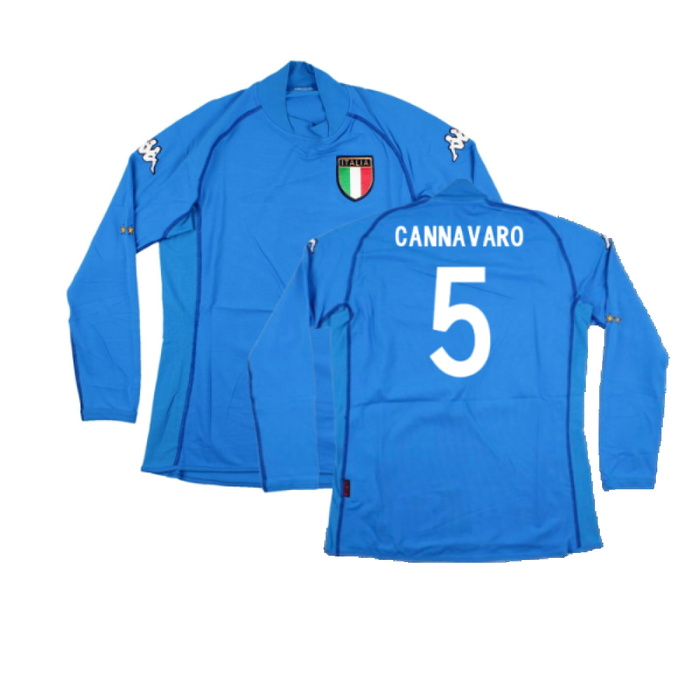 Italy 2002-2003 Home Long Sleeve Shirt (M) (Good) (Cannavaro 5)