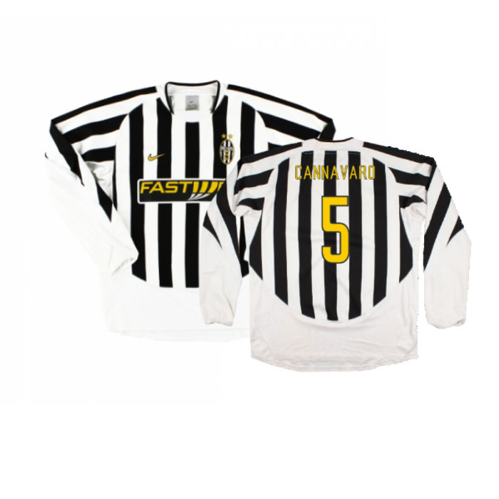 Juventus 2003-04 Long Sleeve Home Shirt (M) (Very Good) (Cannavaro 5)