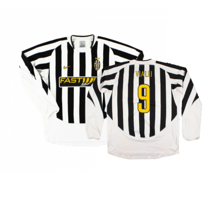 Juventus 2003-04 Long Sleeve Home Shirt (M) (Very Good) (Vialli 9)