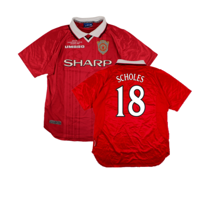 Manchester United 1999-00 European Home Shirt (M) (Excellent) (Scholes 18)