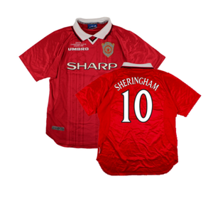 Manchester United 1999-00 European Home Shirt (L) (Excellent) (Sheringham 10)_0