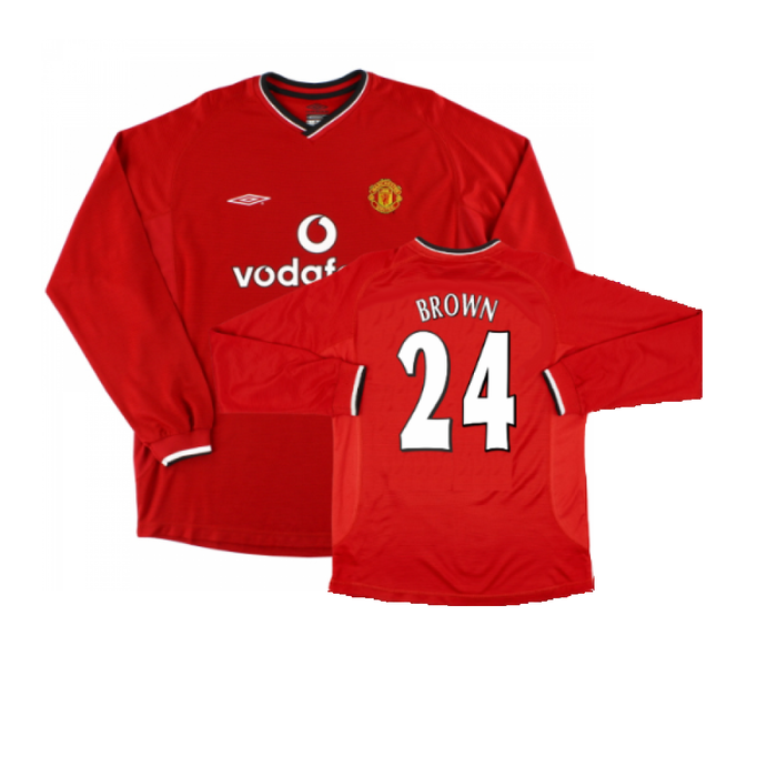 Manchester United 2000-02 Long Sleeved Home Shirt (XXL) (Excellent) (Brown 24)