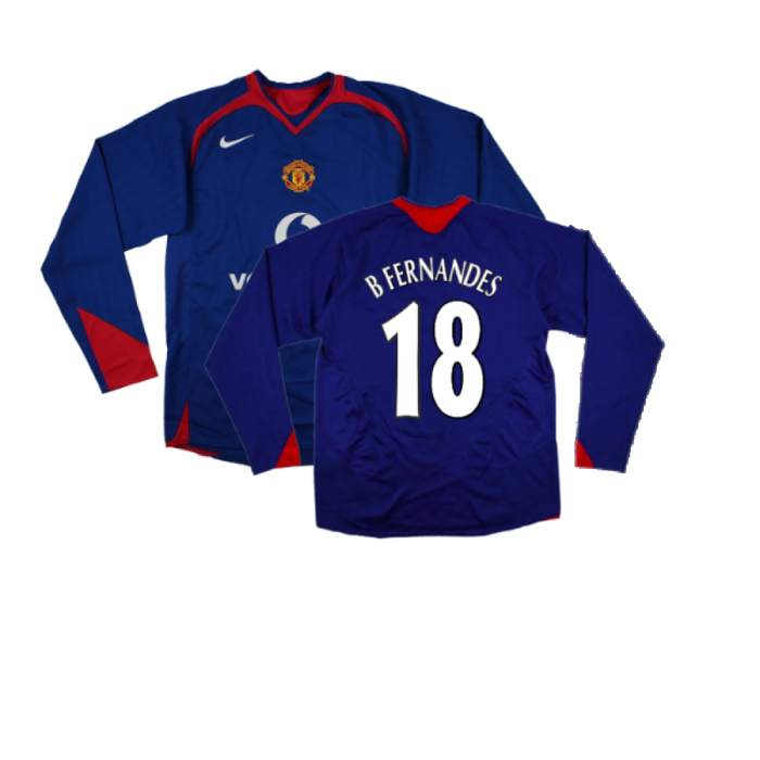 Manchester United 2005-06 Long Sleeve Away Shirt (M) (Excellent) (B FERNANDES 18)