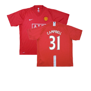 Manchester United 2007-09 Home Shirt (Excellent) (Campbell 31)_0