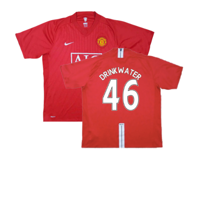 Manchester United 2007-09 Home Shirt (XL) (Excellent) (Drinkwater 46)