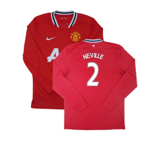 Manchester United 2011-12 Long Sleeve Home Shirt (S) (Very Good) (NEVILLE 2)_0