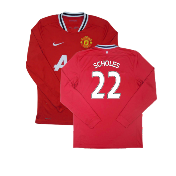 Manchester United 2011-12 Long Sleeve Home Shirt (S) (Very Good) (Scholes 22)