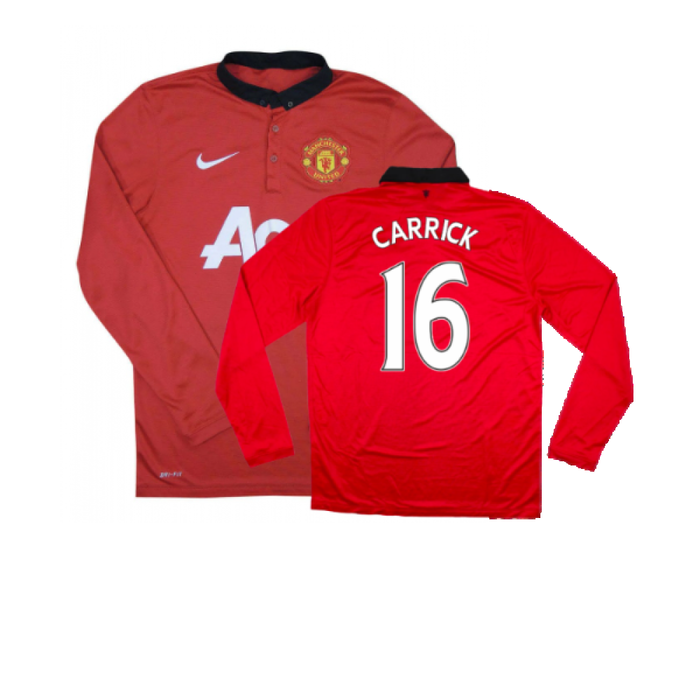 Manchester United 2013-14 Home Long Sleeve Shirt (L) (Mint) (Carrick 16)