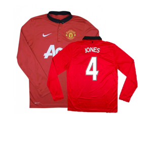 Manchester United 2013-14 Home Long Sleeve Shirt (XL) (Mint) (Jones 4)_0