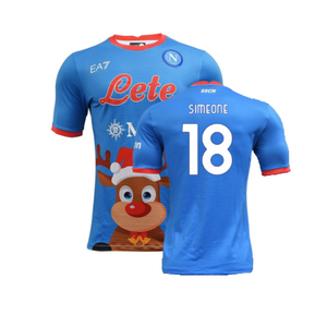 Napoli 2022-23 Special Edition Christmas Shirt (S) (Excellent) (Simeone 18)_0