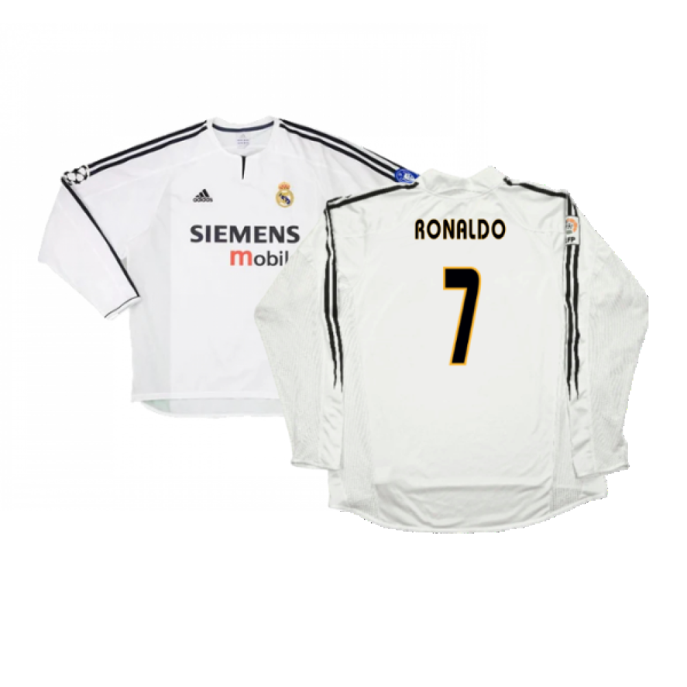 Real Madrid 2003-04 Home Long Sleeve Shirt (M) (Mint) (Ronaldo 7