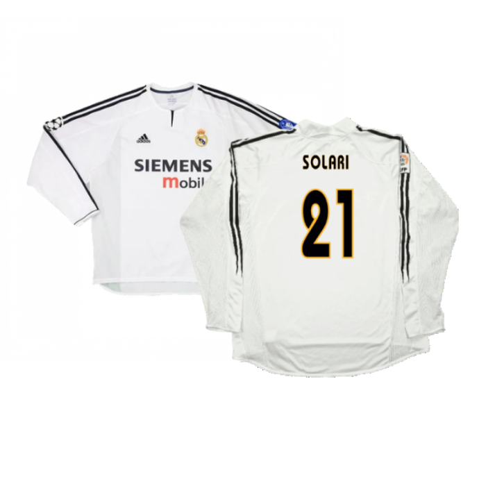 Real Madrid 2003-04 Home Long Sleeve Shirt (M) (Mint) (Solari 21)