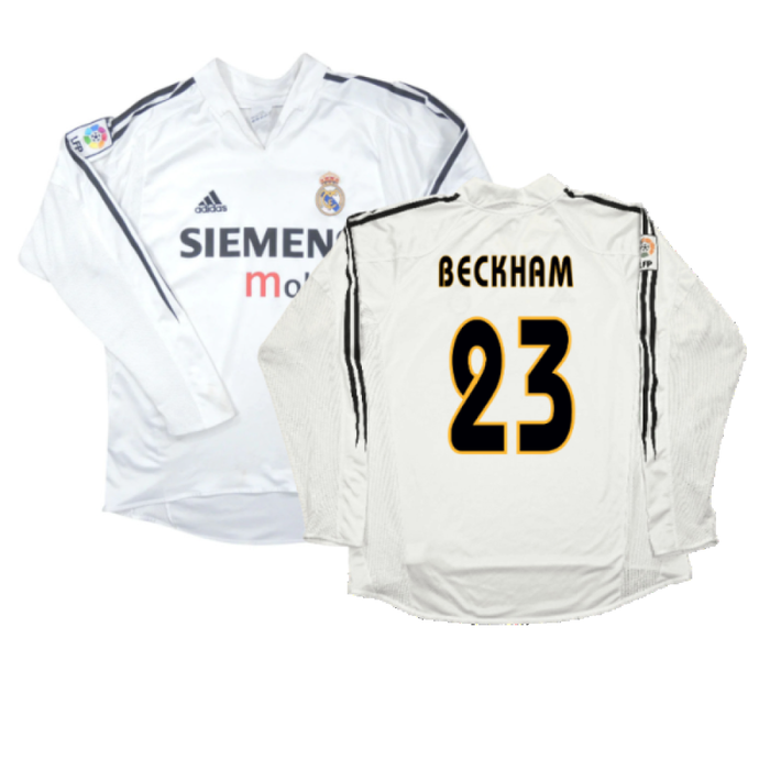 Real Madrid 2004-05 Long Sleeve Home Shirt (M) (Excellent) (BECKHAM 23)