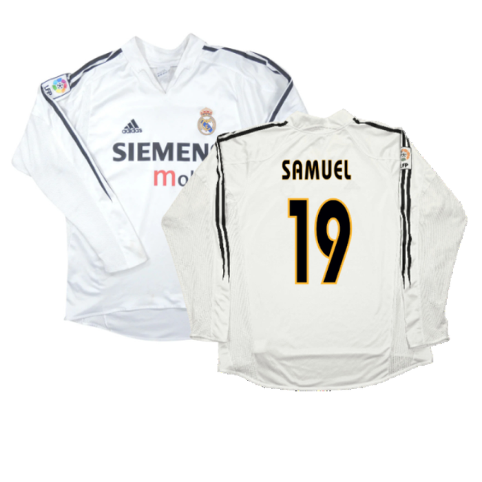 Real Madrid 2004-05 Long Sleeve Home Shirt (M) (Excellent) (Samuel 19)