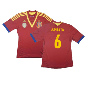 Spain 2013-14 Home Shirt (Excellent) (A.Iniesta 6)_0