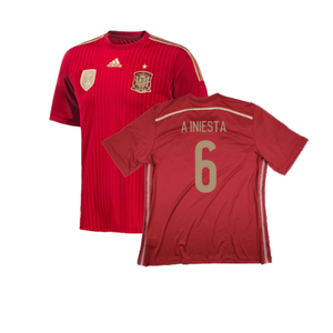 Spain 2014-15 Home Shirt (XS) (Excellent) (A Iniesta 6)_0