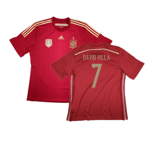 Spain 2014-2015 Home Shirt (World Cup Badge) (XL) (Excellent) (David Villa 7)_0