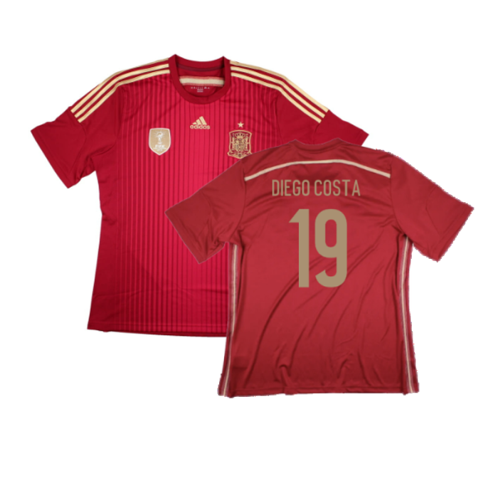 Spain 2014-2015 Home Shirt (World Cup Badge) (L) (Mint) (Diego Costa 19)