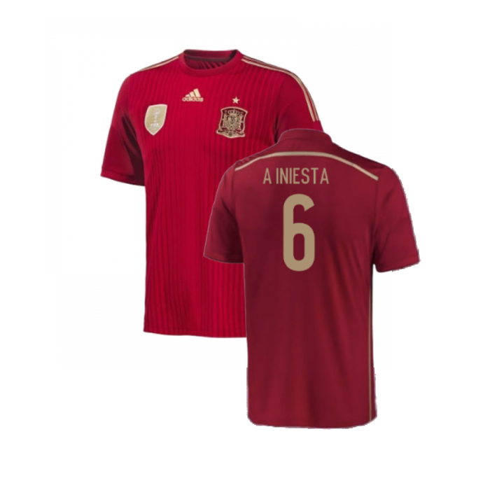 Spain 2015-16 Home Shirt (Excellent) (A Iniesta 6)