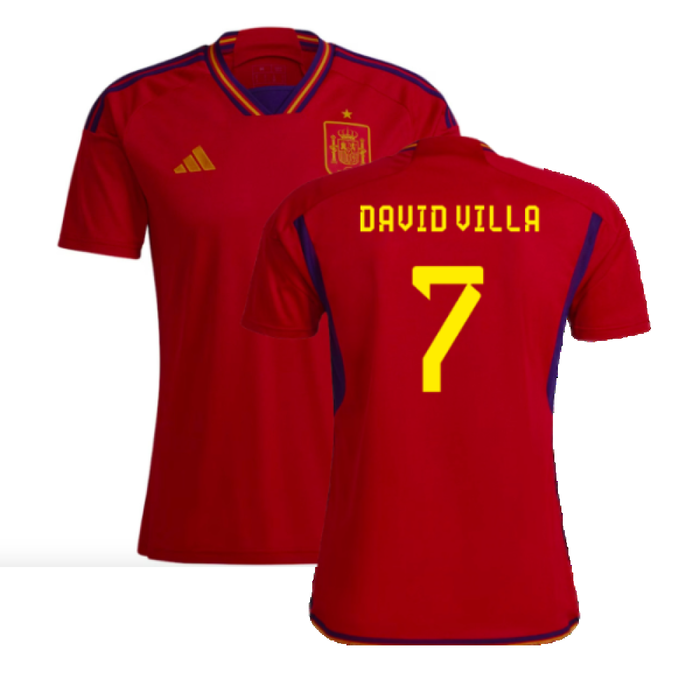 Spain 2022-23 Home Shirt (Womens XL-) (David Villa 7) (Mint)