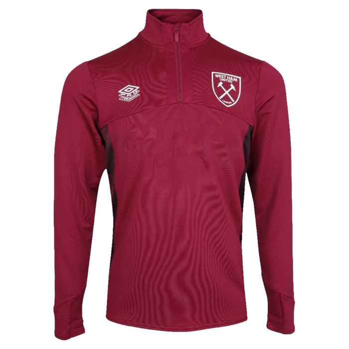 2022-2023 West Ham Quarter Zip Top (Red Plum) - Kids